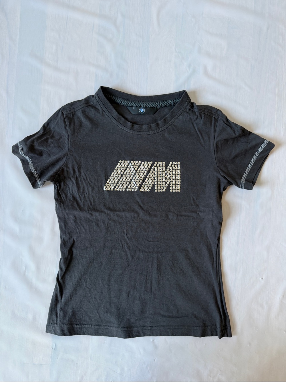 BMW M Motorsport T-shirt dark gray silver studs M-stripe logo Junior M